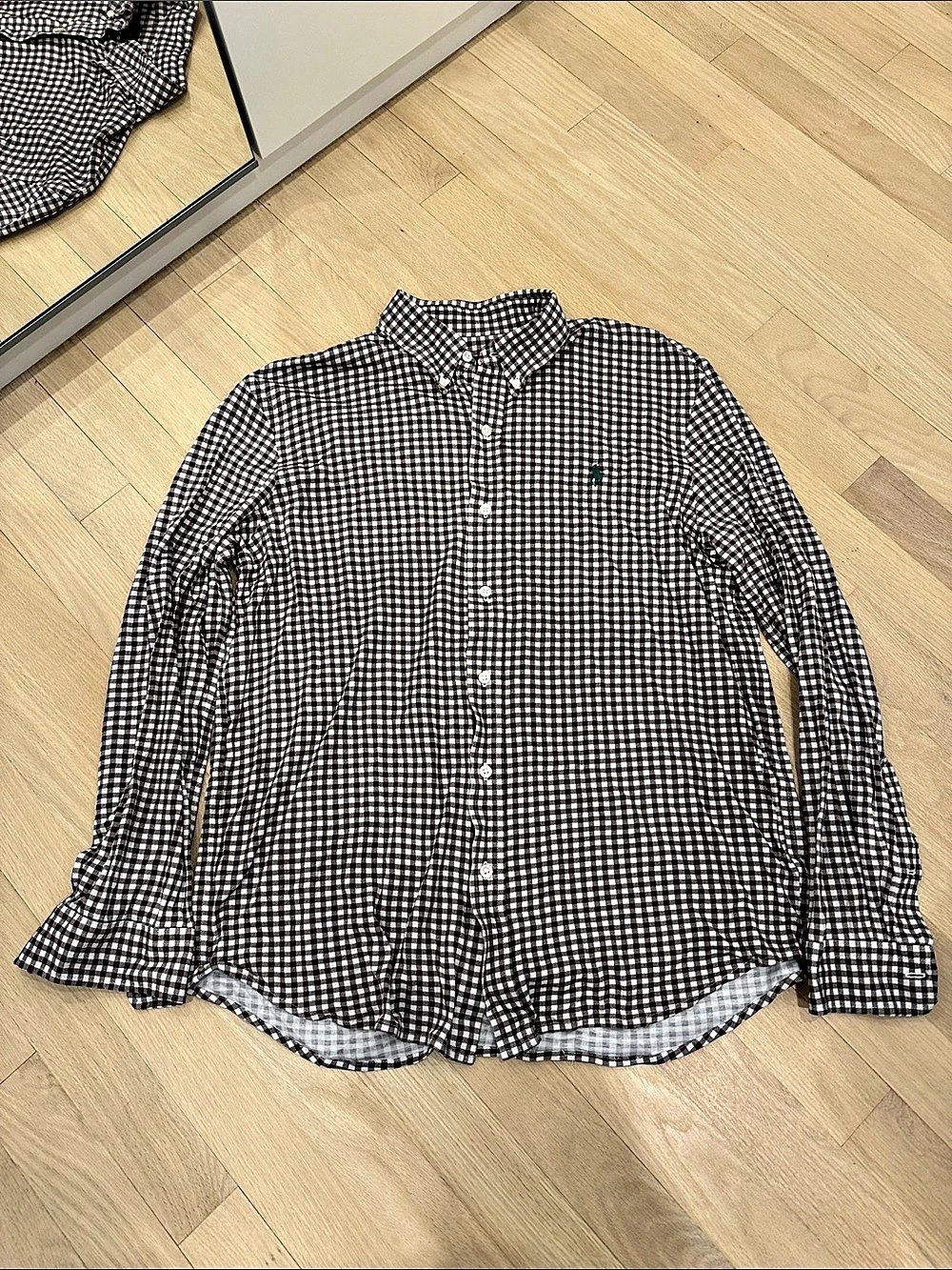 Ralph Lauren Knit Dress Shirt Gingham Brown & White large